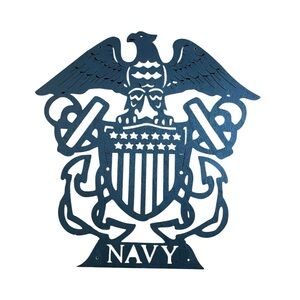 US Navy Emblem Wooden Wall Art Cutout Eagle Anchor Chest Patriotic Decor Veteran